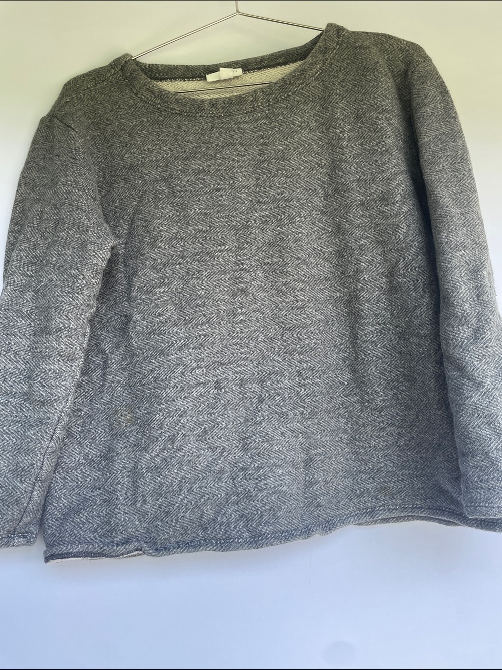 Women's Gray Herringbone Crewneck Sweater